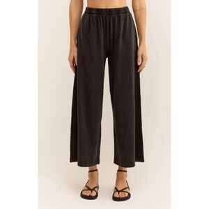 Z Supply, Scout Jersey Pant, Cropped, Grey/Black, Womens Size Small